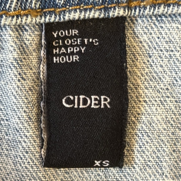 Cider Blue Denim Bib Overall Shorts Shorterall Silver Hardware Rolled Hem XS - Picture 2 of 13